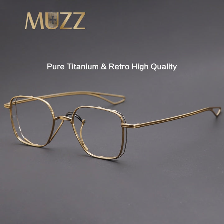 Muzz Unisex Full Rim Square Titanium Frame Eyeglasses T7024 Full Rim Muzz