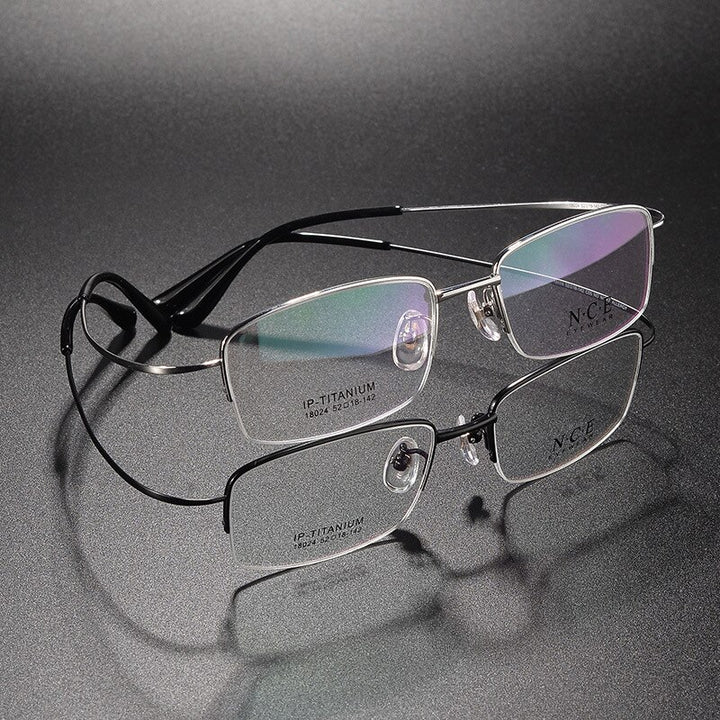 Men's Semi Rim Titanium Eyeglasses Sc18024 Semi Rim Bclear