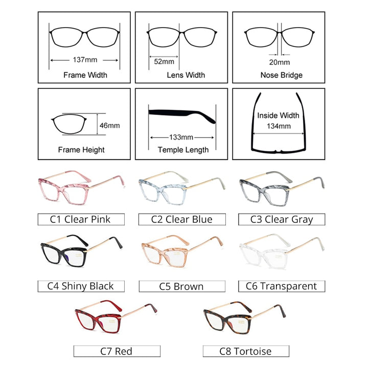 Ralferty Women's Full Rim Cat Eye Acetate Reading Glasses 7533 Reading Glasses Ralferty