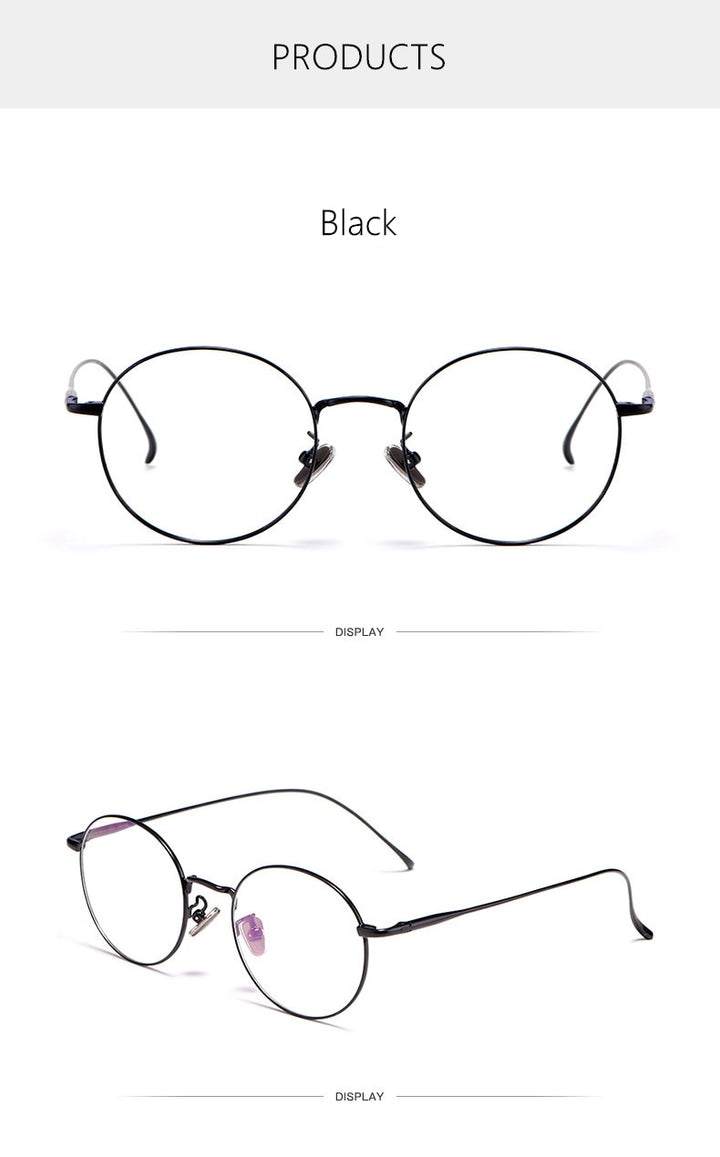 Yimaruili Unisex Full Rim Round Titanium Frame Eyeglasses 3216 Full Rim Yimaruili Eyeglasses
