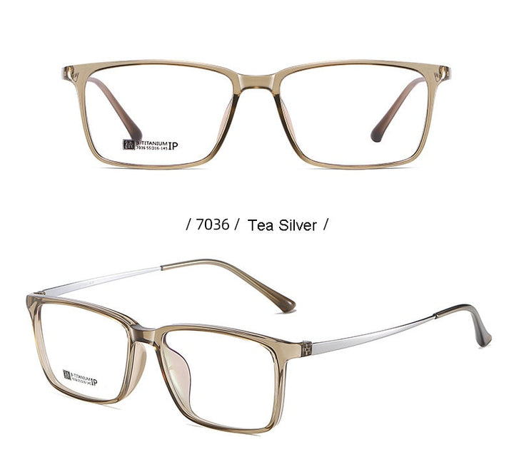 Hotochki Men's Full Rim Beta Titanium Frame Rectangular Eyeglasses 7036 Full Rim Hotochki