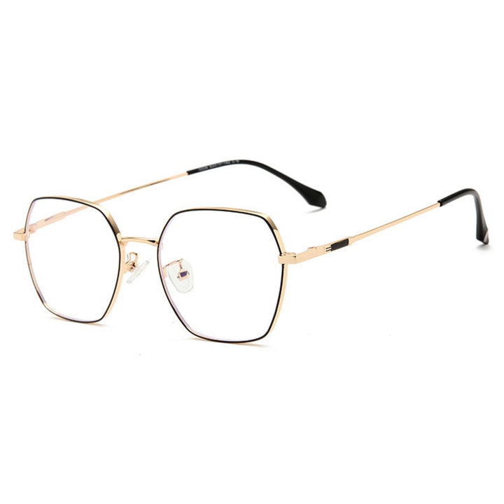 Hotochki Unisex Full Rim Alloy Frame Spring Hinge Eyeglasses 9339 Full Rim Hotochki Black Gold