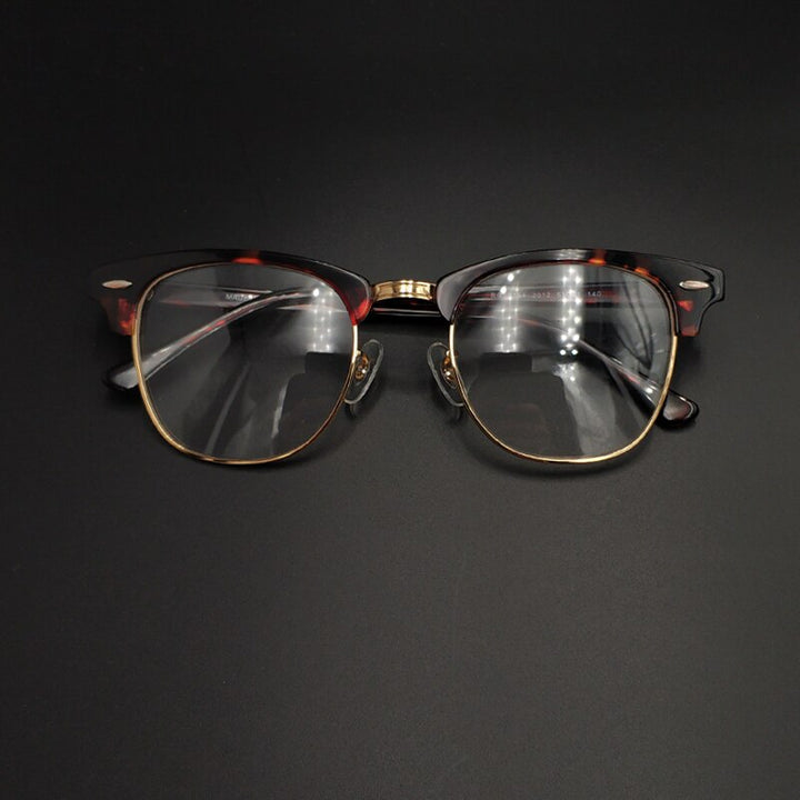 Yujo Unisex Full Rim Square Acetate Horn Eyeglasses 5154 Full Rim Yujo