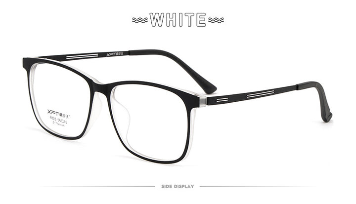 Hotony Unisex Full Rim Square TR 90 Resin B Titanium Frame Eyeglasses 9825 Full Rim Hotony