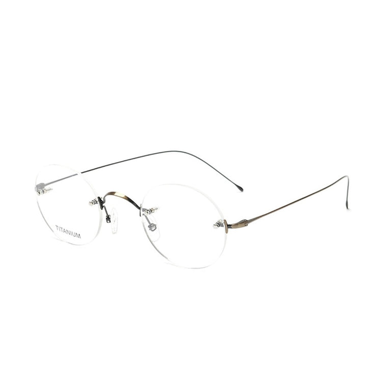 Yujo Men's Rimless Titanium Round Reading Glasses Y003 Reading Glasses Yujo China 0 C1