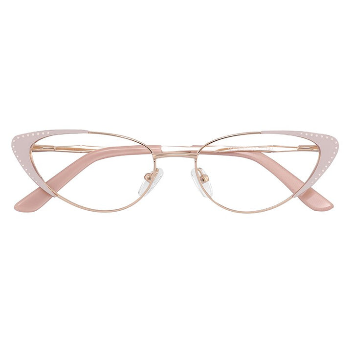 Laoyehui Women's Eyeglasses Cat Eye Alloy Frame 18036 Full Rim Laoyehui Pink