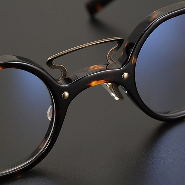 Gatenac Unisex Full Rim Round Acetate Double Bridge Frame Eyeglasses Gxyj706 Full Rim Gatenac