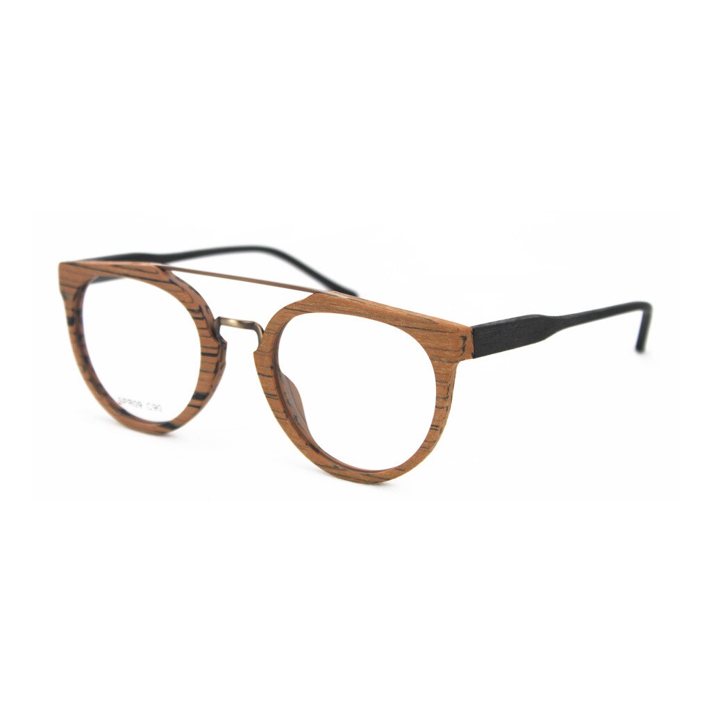 Hdcrafter Unisex Full Rim Round Wood Metal Acetate Double Bridge Frame Eyeglasses Spr09 Full Rim Hdcrafter Eyeglasses