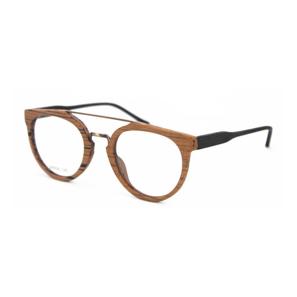 Hdcrafter Unisex Full Rim Round Wood Metal Acetate Double Bridge Frame Eyeglasses Spr09 Full Rim Hdcrafter Eyeglasses   