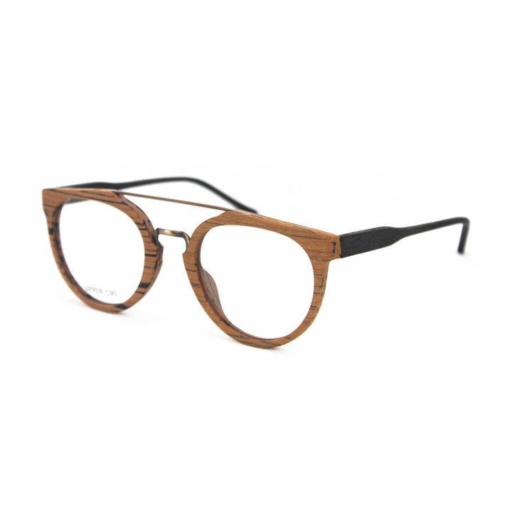 Hdcrafter Unisex Full Rim Round Wood Metal Acetate Double Bridge Frame Eyeglasses Spr09 Full Rim Hdcrafter Eyeglasses