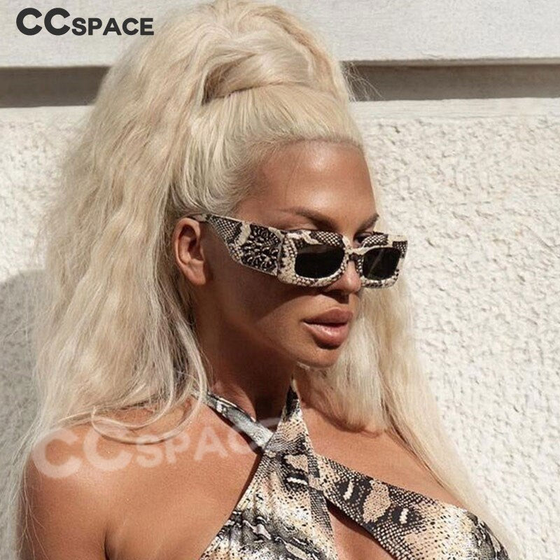 CCspace Women's Full Rim Rectangle Resin Snake Skin Python Frame Sunglasses 53026 Sunglasses CCspace Sunglasses