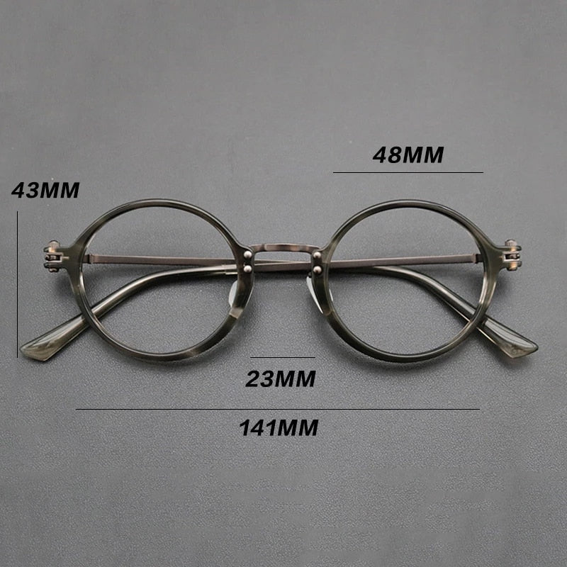 Gatenac Unisex Full Rim Round Titanium Acetate Frame Eyeglasses Gxyj696 Full Rim Gatenac