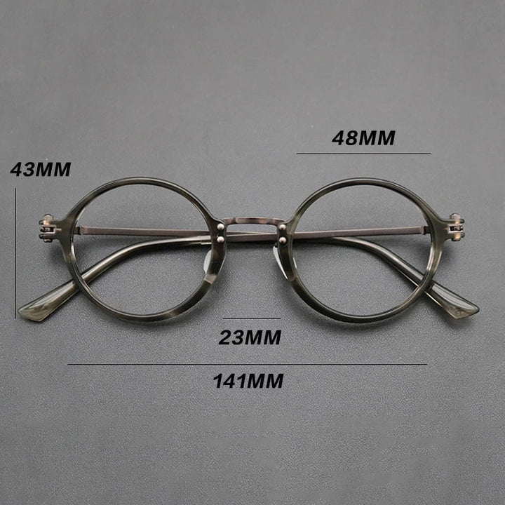 Gatenac Unisex Full Rim Round Titanium Acetate Frame Eyeglasses Gxyj696 Full Rim Gatenac