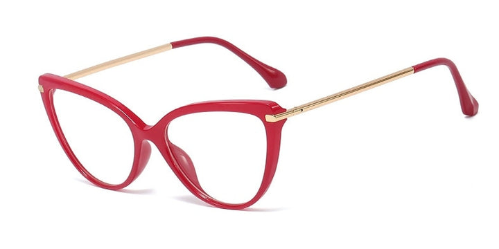 CCspace Unisex Full Rim Cat Eye Tr90 Titanium Frame Eyeglasses 45963 Full Rim CCspace C3 red
