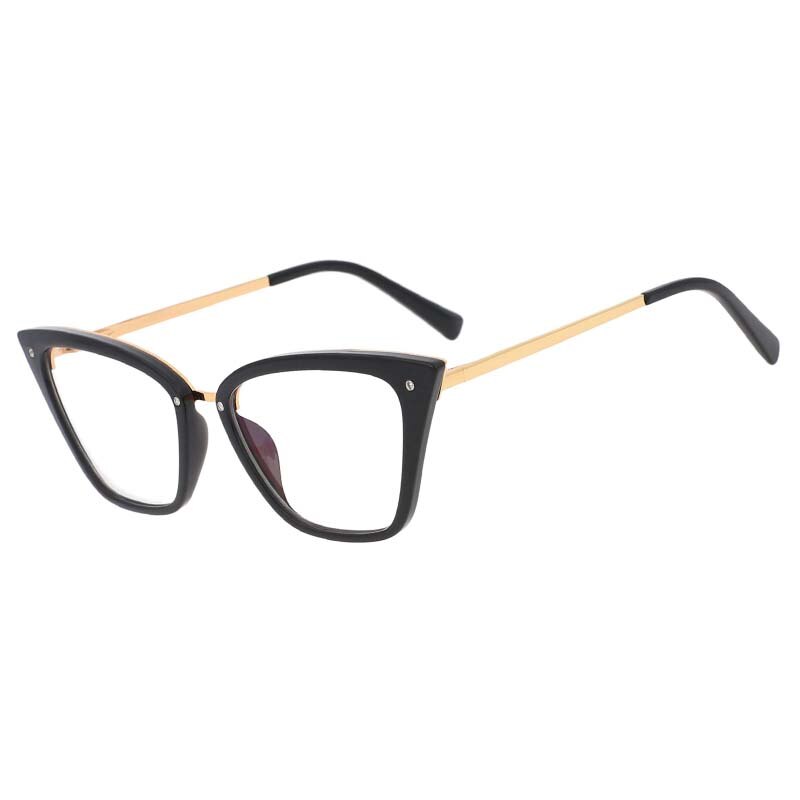 CCspace Unisex Full Rim Square Cat Eye Tr 90 Titanium Frame Eyeglasses 53384 Full Rim CCspace black