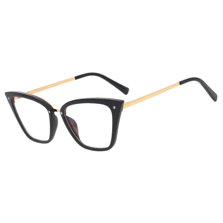 CCspace Unisex Full Rim Square Cat Eye Tr 90 Titanium Frame Eyeglasses 53384 Full Rim CCspace black