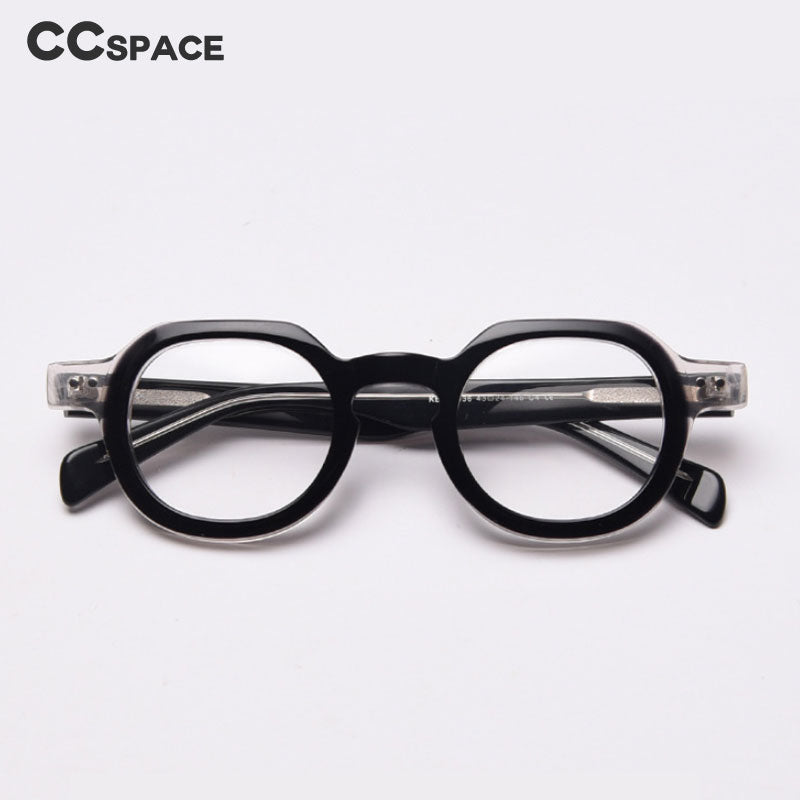 CCspace Unisex Full Rim Round Acetate Frame Eyeglasses 49875 Full Rim CCspace