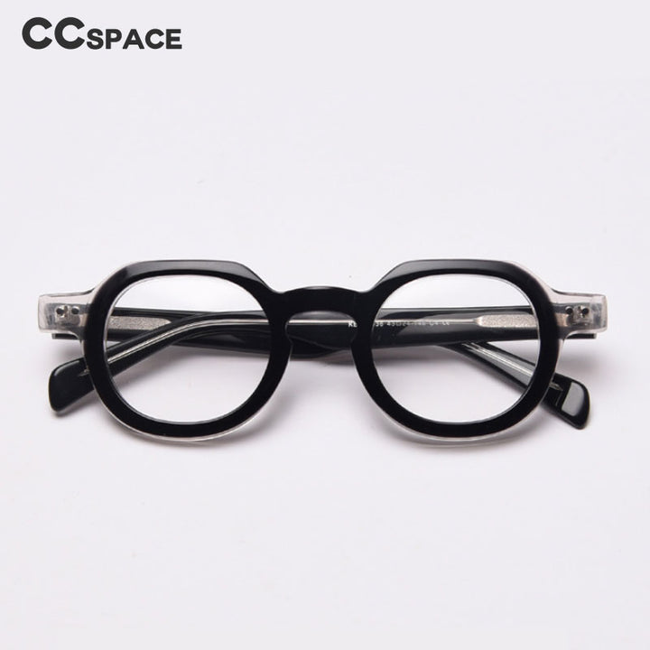 CCspace Unisex Full Rim Round Acetate Frame Eyeglasses 49875 Full Rim CCspace