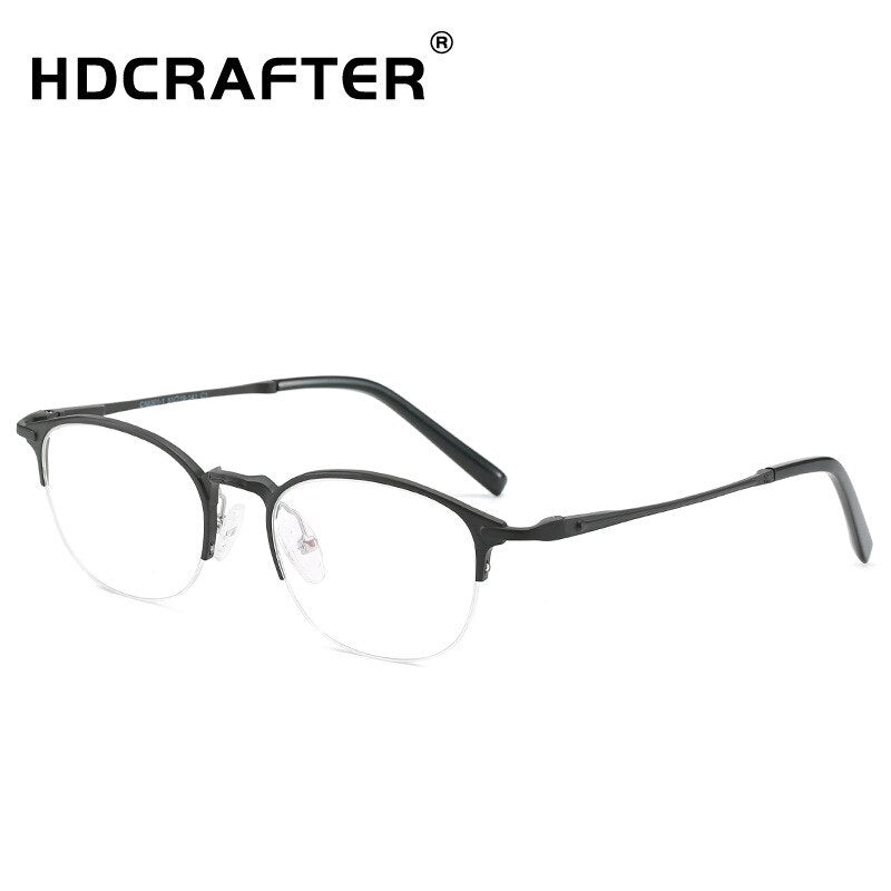 Hdcrafter Unisex Semi Rim Round TR 90 Titanium Frame Eyeglasses 6301 Semi Rim Hdcrafter Eyeglasses
