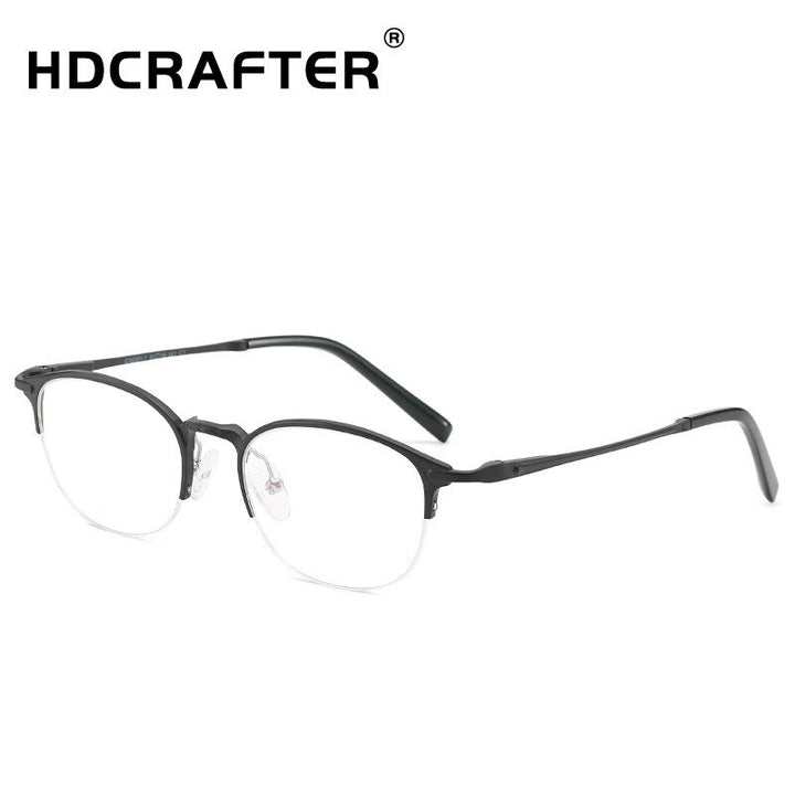 Hdcrafter Unisex Semi Rim Round TR 90 Titanium Frame Eyeglasses 6301 Semi Rim Hdcrafter Eyeglasses