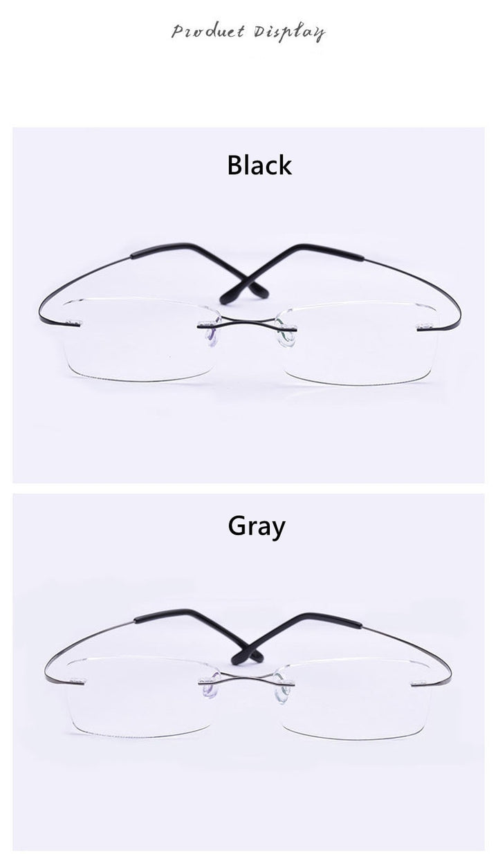 Yimaruili Unisex Rimless TR 90 Resin β Titanium Frame Eyeglasses Rimless Yimaruili Eyeglasses