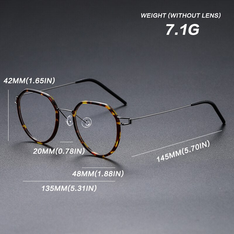 Gatenac Unisex Full Rim Polygon Square Titanium Alloy Screwless Frame Eyeglasses Gxyj691 Full Rim Gatenac
