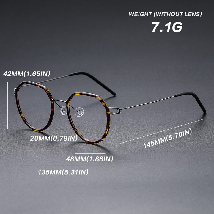 Gatenac Unisex Full Rim Polygon Square Titanium Alloy Screwless Frame Eyeglasses Gxyj691 Full Rim Gatenac