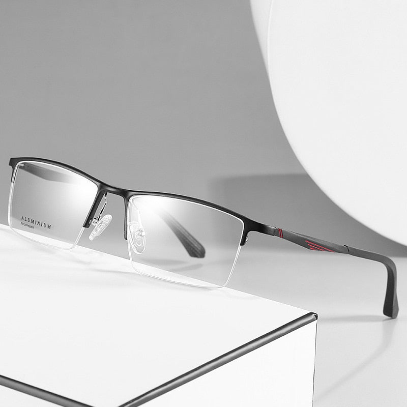 Reven Jate Men's Semi Rim Square Aluminum Eyeglasses B2037 Semi Rim Reven Jate