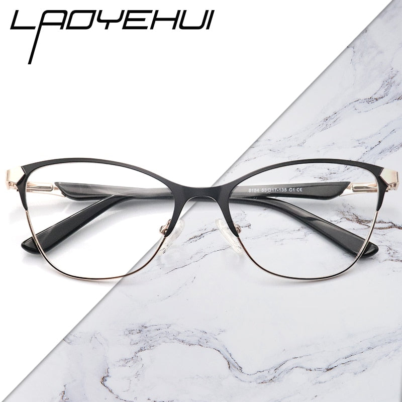 Laoyehui Unisex Eyeglasses Cat Eye Alloy Reading Glasses 8184 Black Red Reading Glasses Laoyehui
