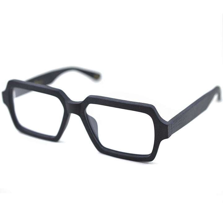 Hdcrafter Unisex Full Rim Oversized Square Wood Frame Eyeglasses Ps9019 Full Rim Hdcrafter Eyeglasses