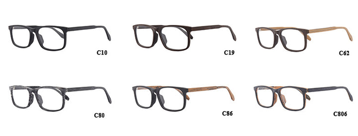 Hdcrafter Unisex Full Rim Oversized Square Wood Frame Eyeglasses 1691 Full Rim Hdcrafter Eyeglasses