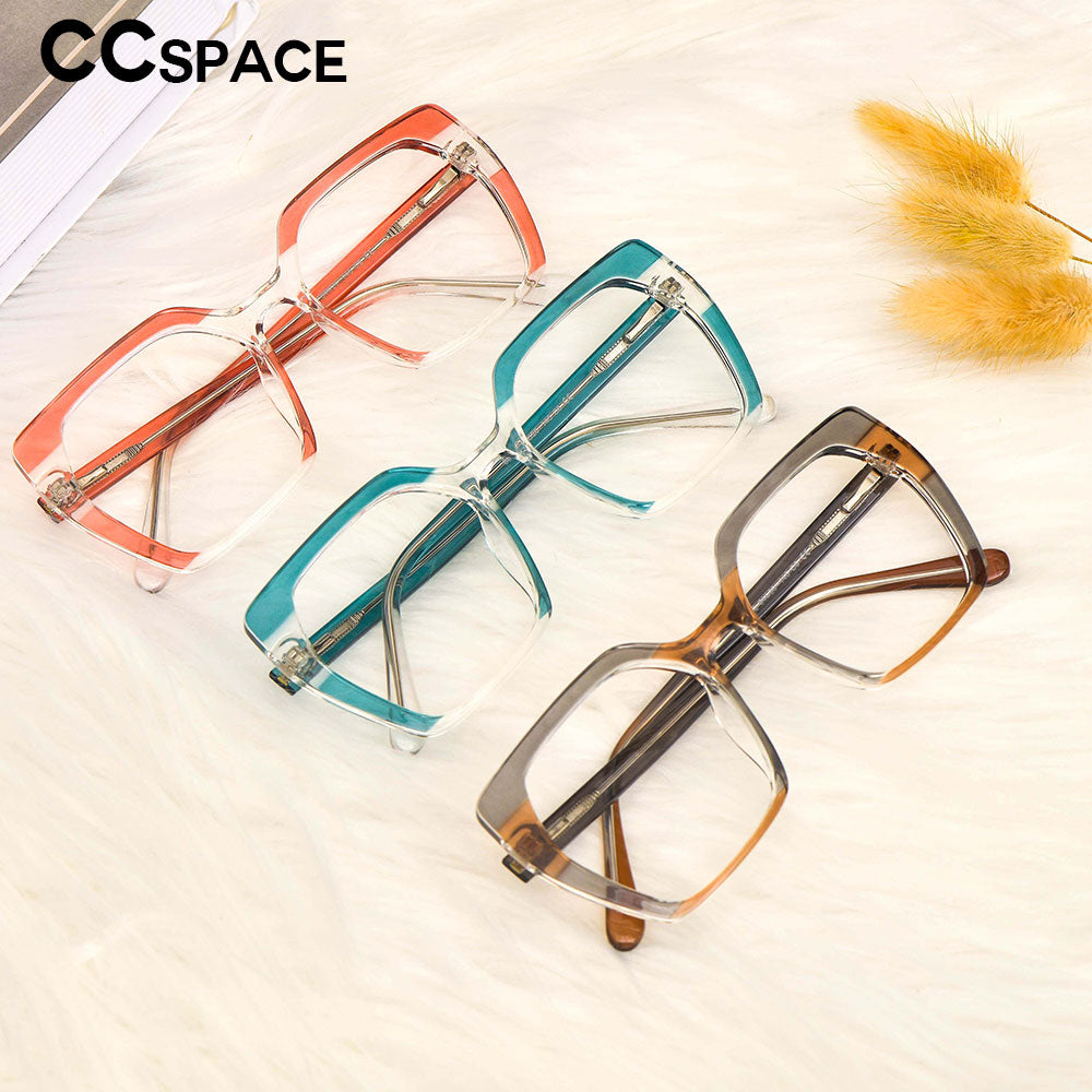 CCspace Unisex Full Rim Oversized Polygon Square Tr 90 Titanium Frame Eyeglasses 53590 Full Rim CCspace