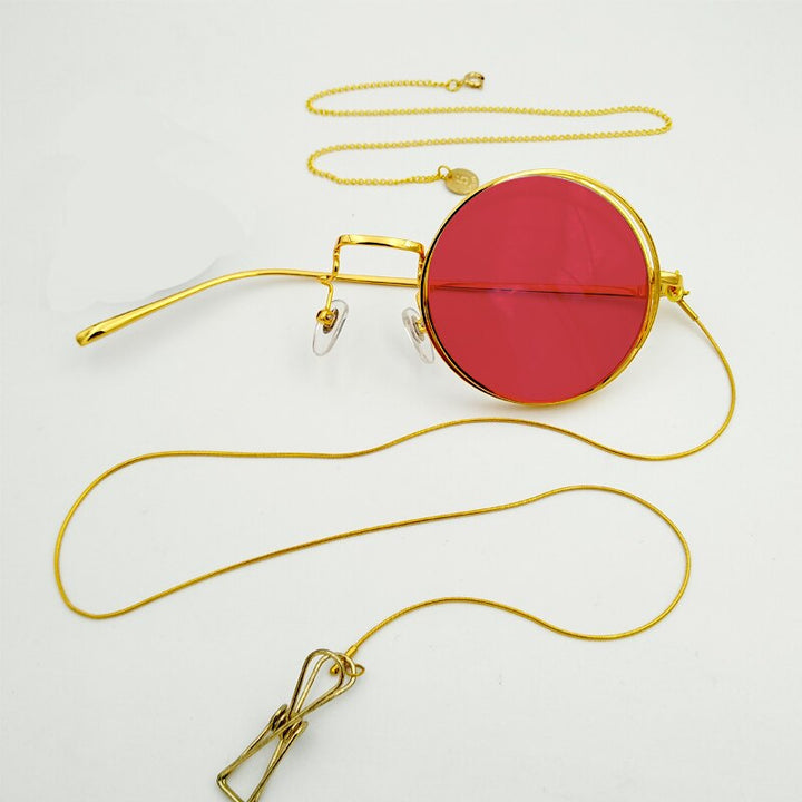 Yujo Unisex Full Rim Round Alloy Cosplay Lolita Style Monocle 2359 Monocle Yujo Golden left eye 3 China