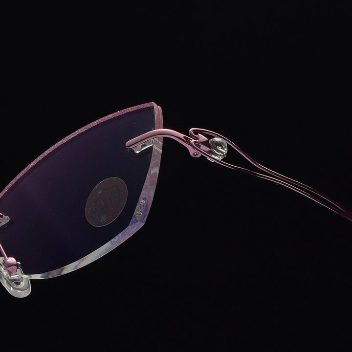 Reven Jate Women's Eyeglasses Titanium Rimless Diamond Cutting 2534 Rimless Reven Jate