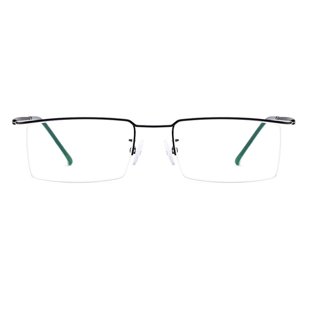 Gmei Men's Semi Rim Square Titanium Alloy Eyeglasses Y2533 Semi Rim Gmei Optical