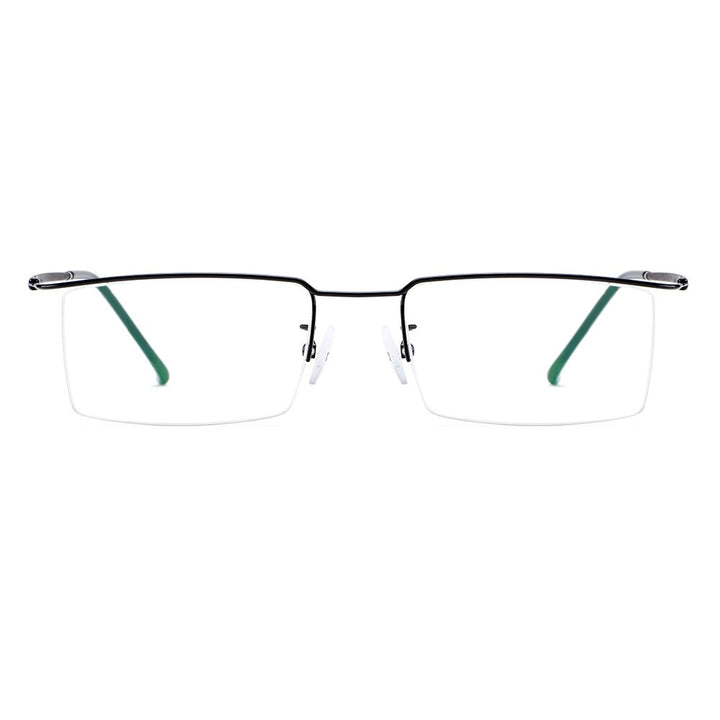 Gmei Men's Semi Rim Square Titanium Alloy Eyeglasses Y2533 Semi Rim Gmei Optical