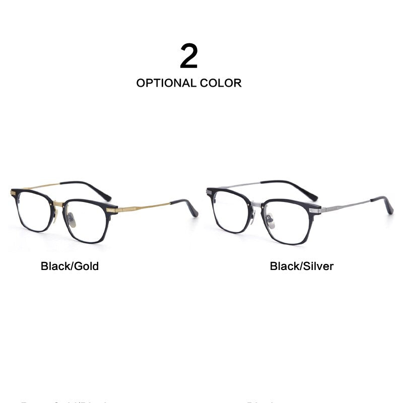 Muzz Unisex Full Rim Square Titanium Acetate Frame Eyeglasses 2068 Full Rim Muzz