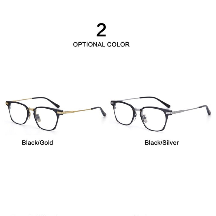 Muzz Unisex Full Rim Square Titanium Acetate Frame Eyeglasses 2068 Full Rim Muzz
