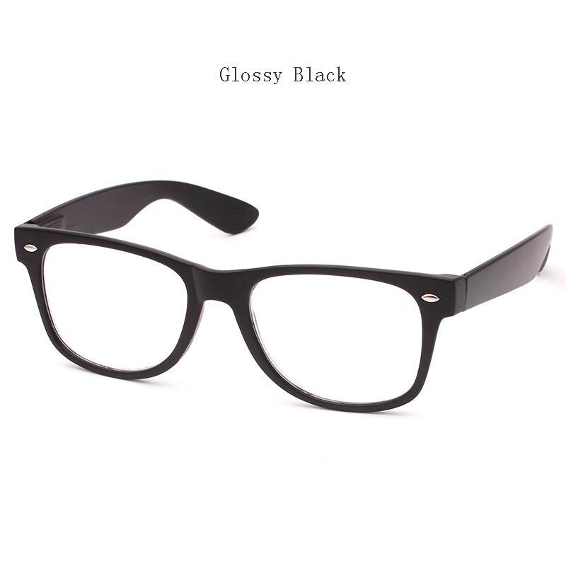 Hdcrafter Unisex Full Rim Square Acetate Frame Reading Glasses H9002 Reading Glasses Hdcrafter Eyeglasses +100 Glossy Black