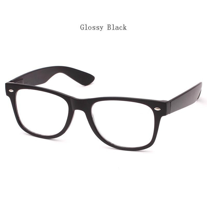 Hdcrafter Unisex Full Rim Square Acetate Frame Reading Glasses H9002 Reading Glasses Hdcrafter Eyeglasses +100 Glossy Black