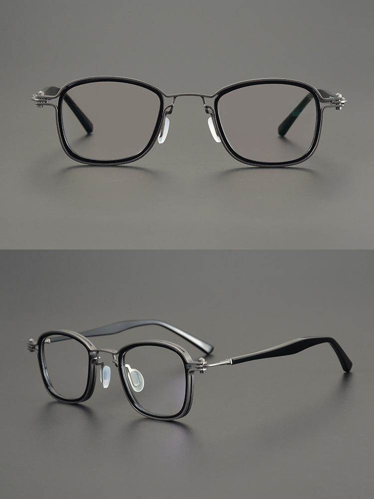Gatenac Unisex Full Rim Square Acetate Alloy Frame Eyeglasses Gxyj698 Full Rim Gatenac