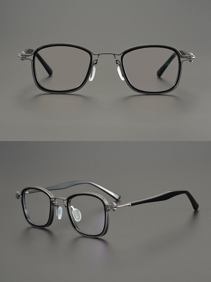 Gatenac Unisex Full Rim Square Acetate Alloy Frame Eyeglasses Gxyj698 Full Rim Gatenac