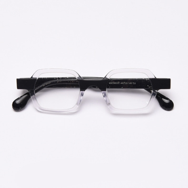 CCspace Unisex Full Rim Polygon Acetate Frame Eyeglasses 49804 Full Rim CCspace C2Clear-Black