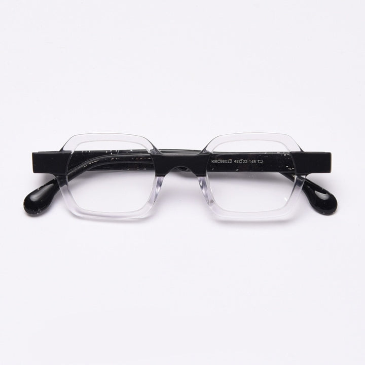 CCspace Unisex Full Rim Polygon Acetate Frame Eyeglasses 49804 Full Rim CCspace C2Clear-Black