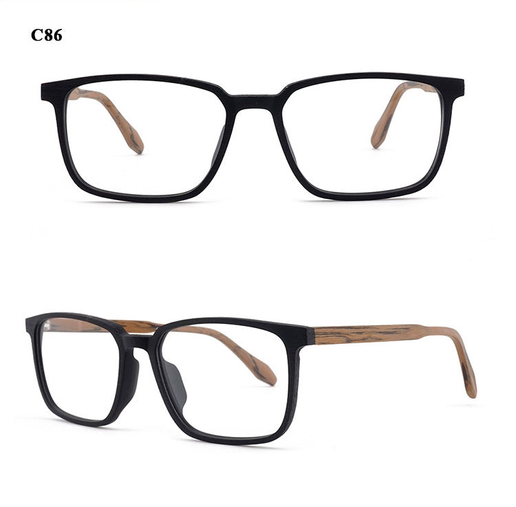 Hdcrafter Men's Full Rim Oversized Square Wood Frame Eyeglasses 1693 Full Rim Hdcrafter Eyeglasses