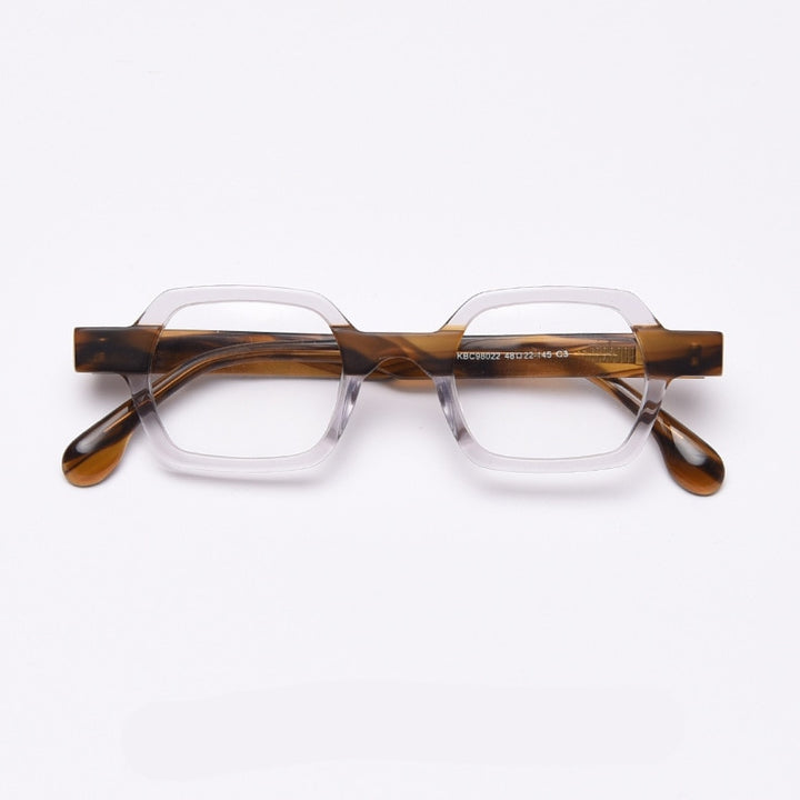 CCspace Unisex Full Rim Polygon Acetate Frame Eyeglasses 49804 Full Rim CCspace C3Clear-Wood