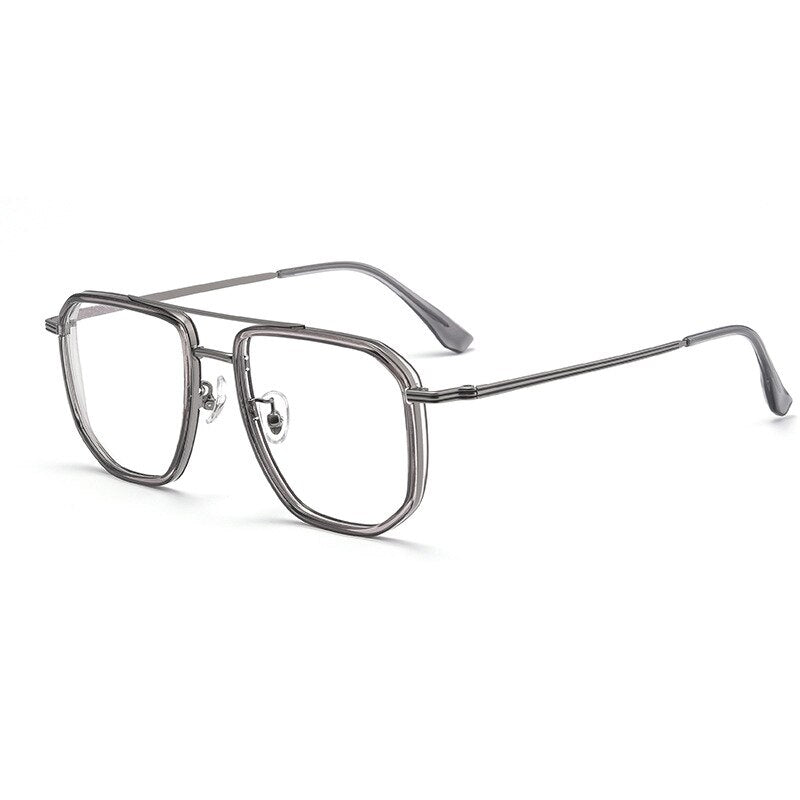 Hotochki Men's Full Rim Titanium Alloy IP Plated Frame Eyeglasses 2216yj Full Rim Hotochki Gray