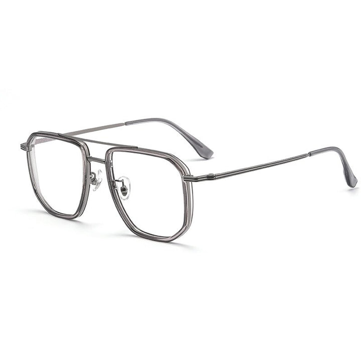 Hotochki Men's Full Rim Titanium Alloy IP Plated Frame Eyeglasses 2216yj Full Rim Hotochki Gray