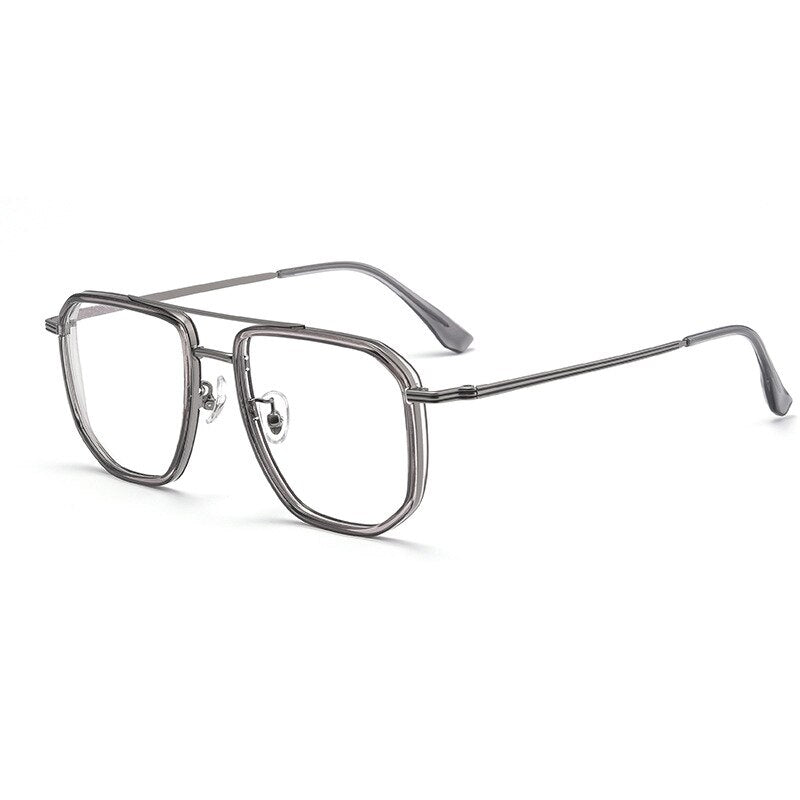 Hotochki Men's Full Rim Titanium Alloy IP Plated Frame Eyeglasses 2216yj Full Rim Hotochki Gray  