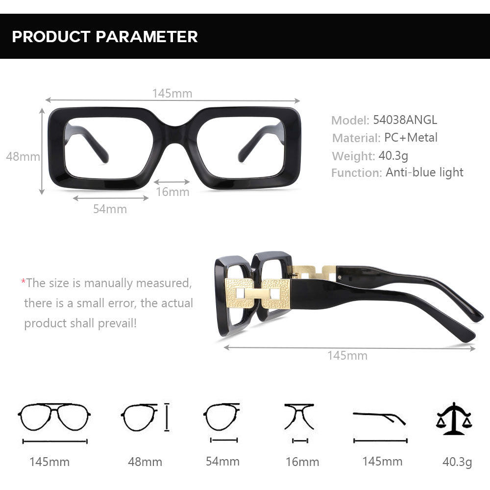 CCspace Unisex Full Rim Oversized Square Resin Frame Eyeglasses 54038 Full Rim CCspace
